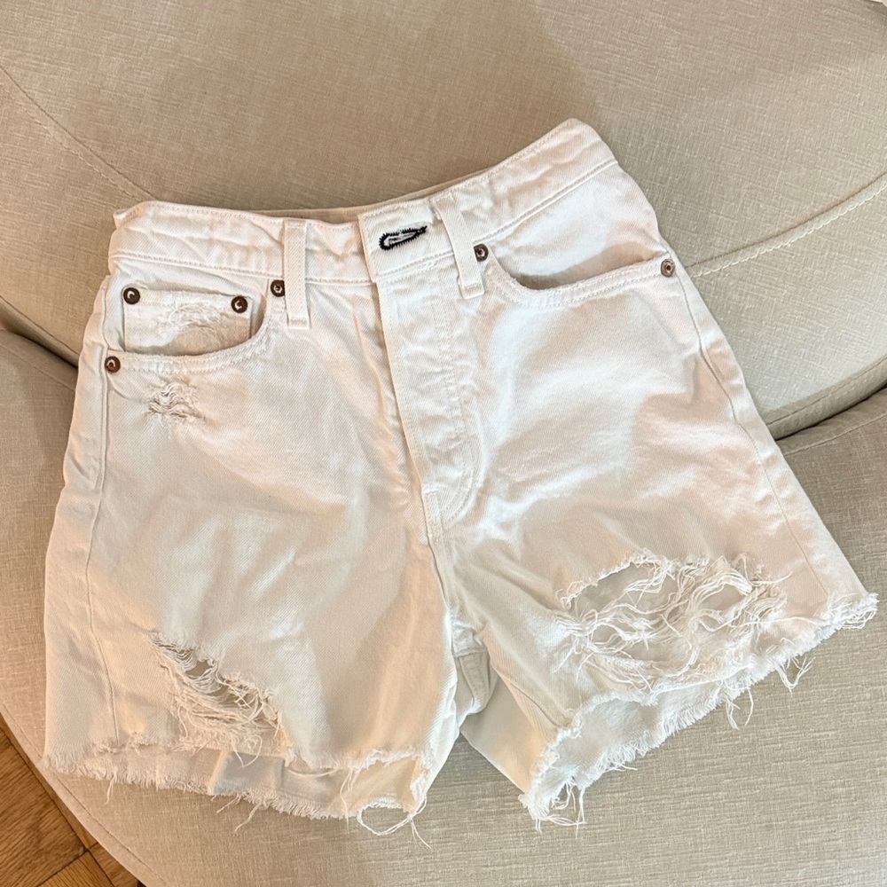 Rag & Bone White Frayed Jean Shorts Size 24